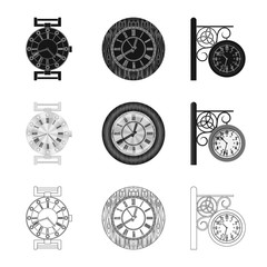Fototapeta na wymiar Isolated object of clock and time icon. Collection of clock and circle stock symbol for web.