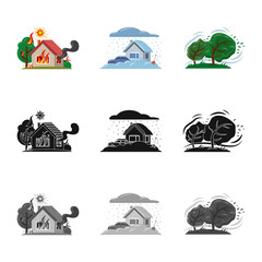 Vector design of natural and disaster logo. Collection of natural and risk stock symbol for web.