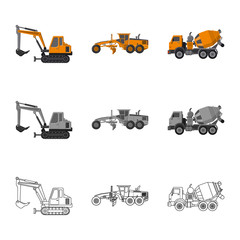 Isolated object of build and construction symbol. Set of build and machinery vector icon for stock.