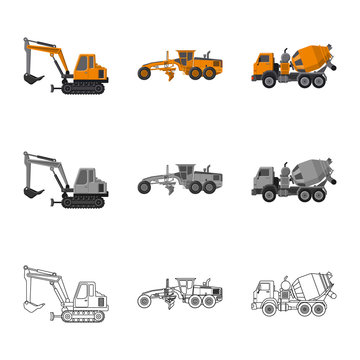 Isolated object of build and construction symbol. Set of build and machinery vector icon for stock.