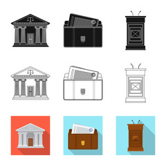 Isolated object of law and lawyer sign. Collection of law and justice stock symbol for web.