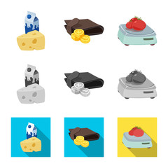 Isolated object of food and drink sign. Collection of food and store stock symbol for web.