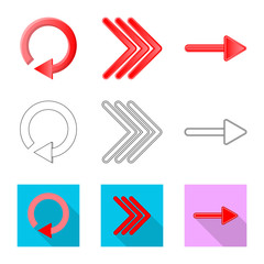Isolated object of element and arrow icon. Collection of element and direction stock vector illustration.
