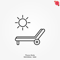 Chaise longue icon vector on white background