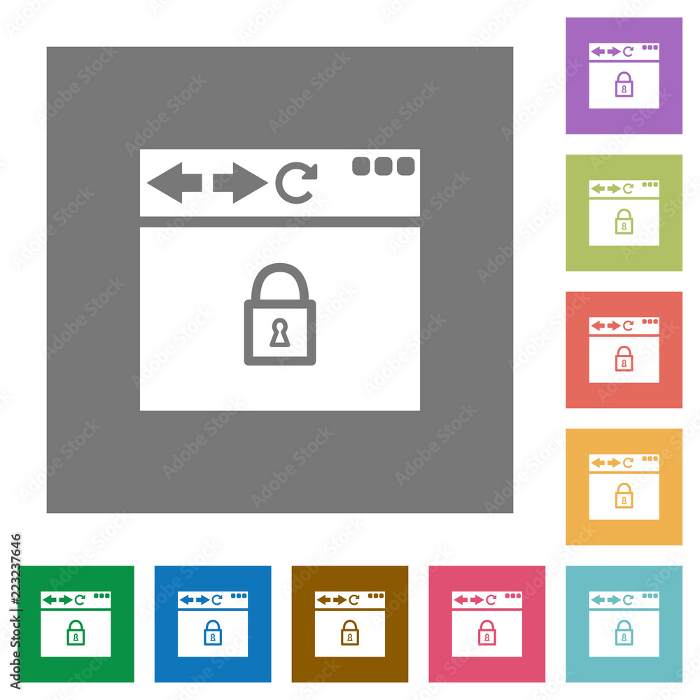 Aufkleber browser secure square flat icons