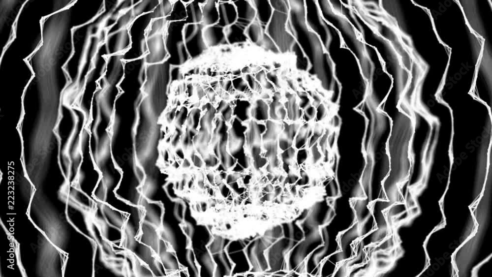 Poster white particles move slowly against a black background. 3d rendering. abstract background