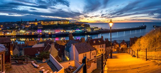 199 Steps Whitby, North Yorkshire, UK at Sunset