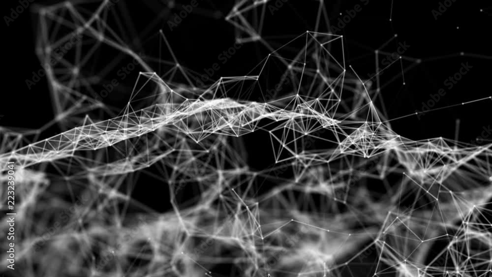Aufkleber white particles move slowly against a black background. 3d rendering. abstract background