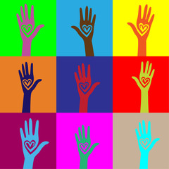 People hand like heart united seamless background.