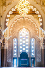 View on entance gate of Hassan II Mosque in Casablanca - Morocco