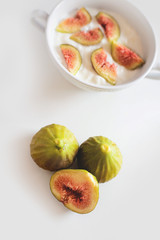 Cut figs in yogurt bowl