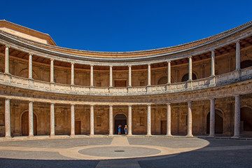 Courtyard of the Palacio de Carlos V in La Alhambra, Granada, Spain