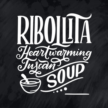 Name of italian dish. Lettering phrase for your menu design, stylized drawing for cafe, hand drawn composition.