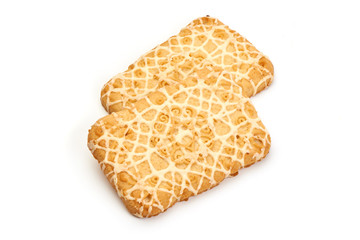 Sweet Cookies with white chocolate, isolated on white background