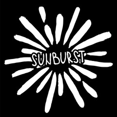 Sun burst. Trendy hand drawn retro sunburst. Bursting rays design elements for logo, tag, stamp, t shirt, banner, emblem. Vector illustration