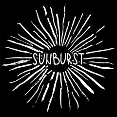 Sun burst. Trendy hand drawn retro sunburst. Bursting rays design elements for logo, tag, stamp, t shirt, banner, emblem. Vector illustration