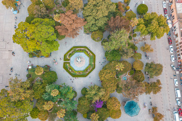 Beautiful aerial view of the main square of Dolores Hidalgo in Guanajuato, Mexico