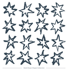 Obraz premium Cute hand-drawn star set made with brush
