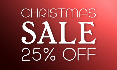 Christmas Sale 25% Off - white text on red background