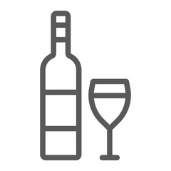 Wine line icon, alcohol and drink, glass sign, vector graphics, a linear pattern on a white background.