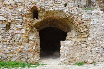 Fototapeta na wymiar Interior of Brekov Castle, ruins