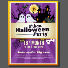 urban halloween theme party poster template with ghost