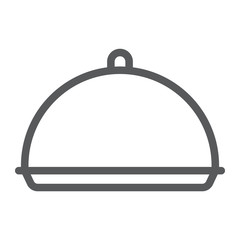 Tray line icon, cover and dish, platter sign, vector graphics, a linear pattern on a white background.