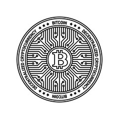 Bitcoin Monochrome Vector Icon