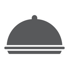 Tray glyph icon, cover and dish, platter sign, vector graphics, a solid pattern on a white background.