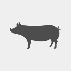 Pig vector silhouette. Farm animal silhouette