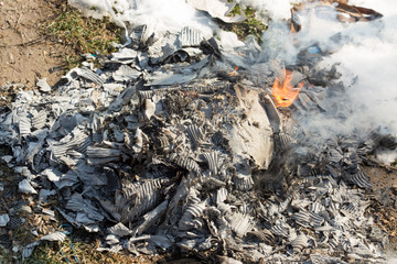 Burning garbage on the street