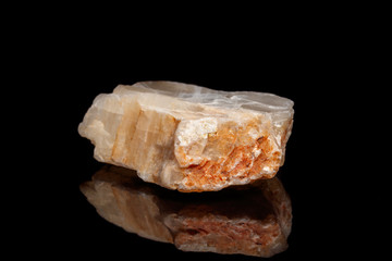 Macro mineral stone Moonstone a black background