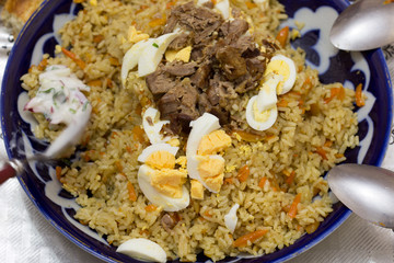 Uzbek national dish of pilaf