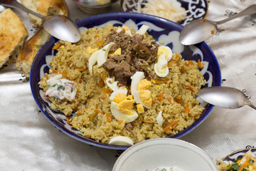 Uzbek national dish of pilaf