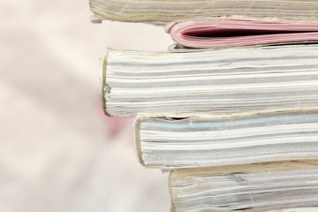 side view of old book, macro