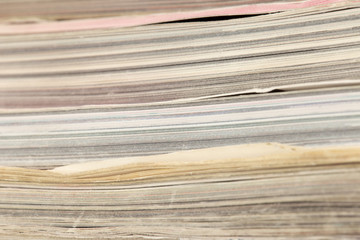 side view of old book, macro