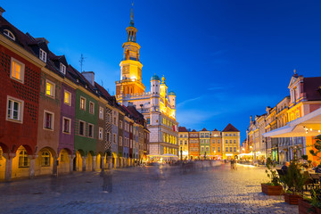 Fototapeta na wymiar Architecture of the Main Square in Poznan at night, Poland.