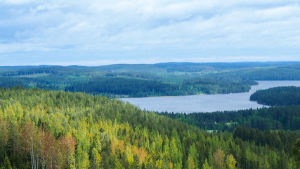 overview at päijänne lake from the struve geodetic arc at mount oravivuori in puolakka finland