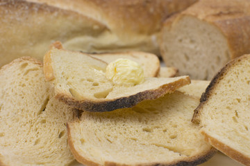 Italian bread toast with butter close