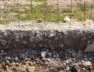 The effect of rain on a fresh concrete foundation