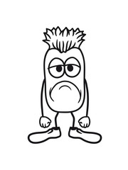 kleines monster schlapp gelangweilt lageweile gesicht lustig comic cartoon clipart kopf traurig müde unglücklich cool design