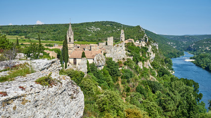 Fototapeta na wymiar Cityscape Of Picturesque Medieval Village Aygueze France