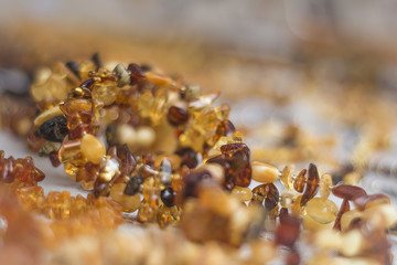 amber gandmade decorations with floating focus