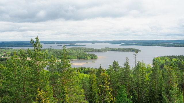 overview at p&auml;ij&auml;nne lake from the struve geodetic arc at mount oravivuori in puolakka finland