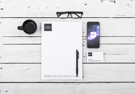 Letterhead, Business Card and Smartphone Mockup