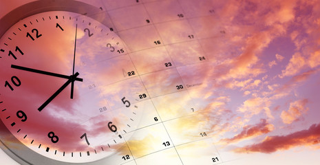 Clock and calendar in sky