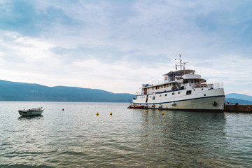Fototapeta na wymiar Big ship in Glavotok port, Krk Island , Croatia