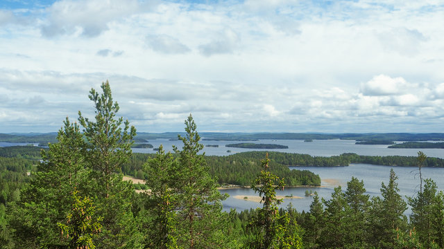 overview at p&auml;ij&auml;nne lake from the struve geodetic arc at mount oravivuori in puolakka finland