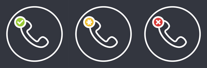 Outline retro telephone handset symbol set. 