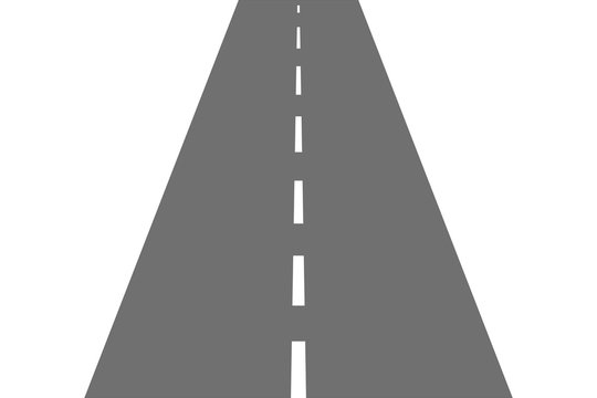 Vector illustration of a straight asphalt road isolated on a transparent or white background